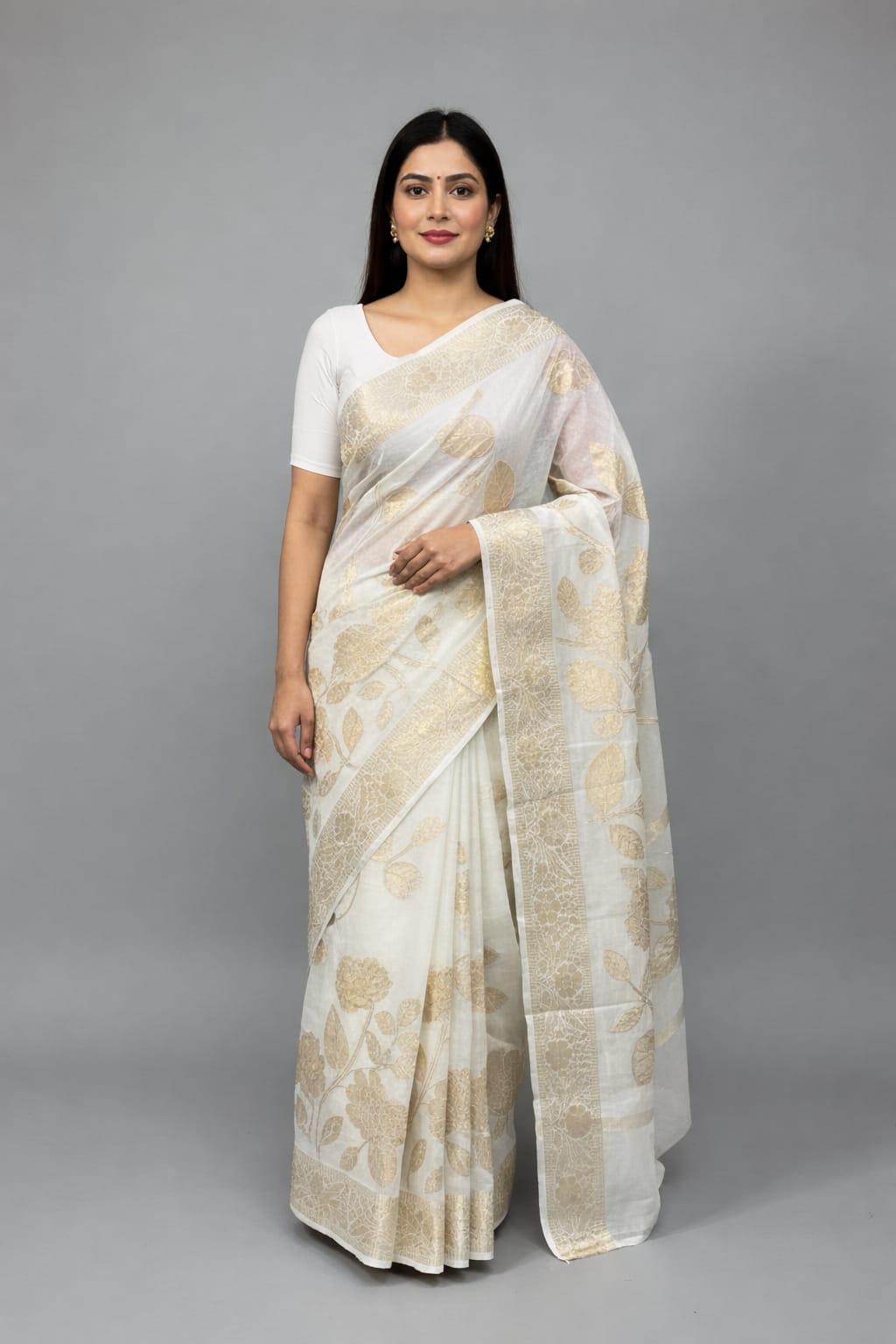 Morchari Applique Work All Over Saree With Unstitched Blouse