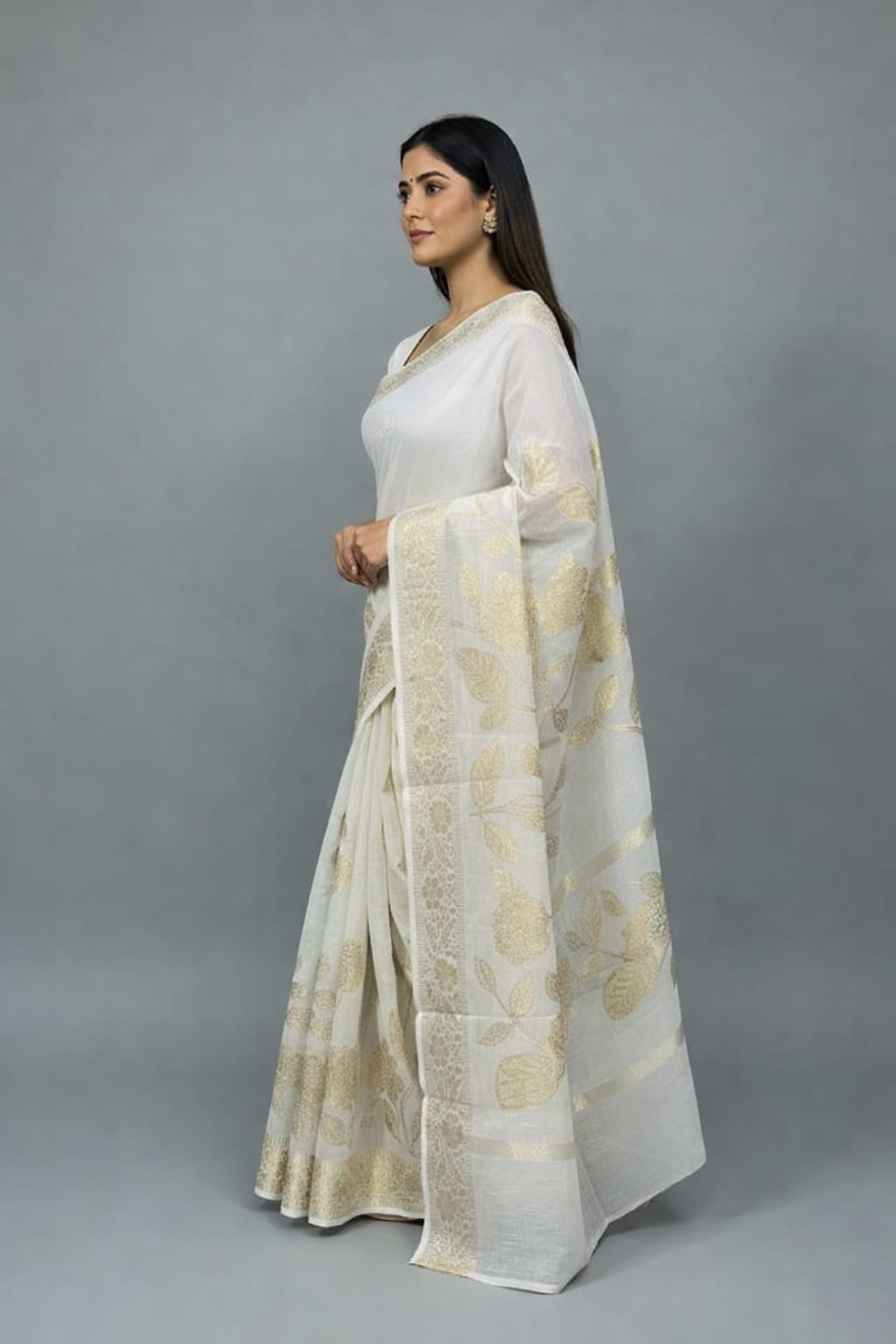Morchari Applique Work All Over Saree With Unstitched Blouse