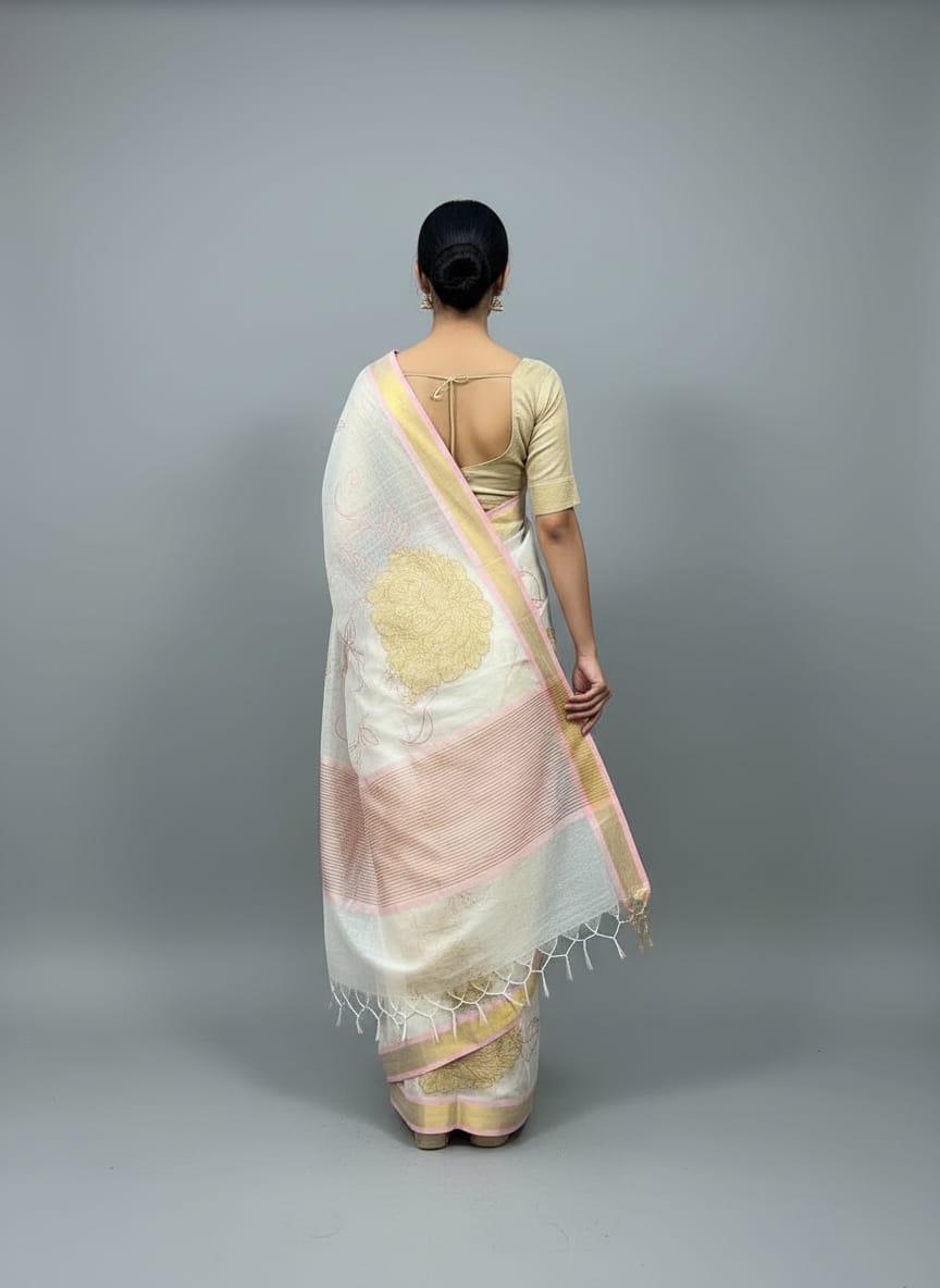 Morchari Applique Work With Thread Work With Unstitched Blouse