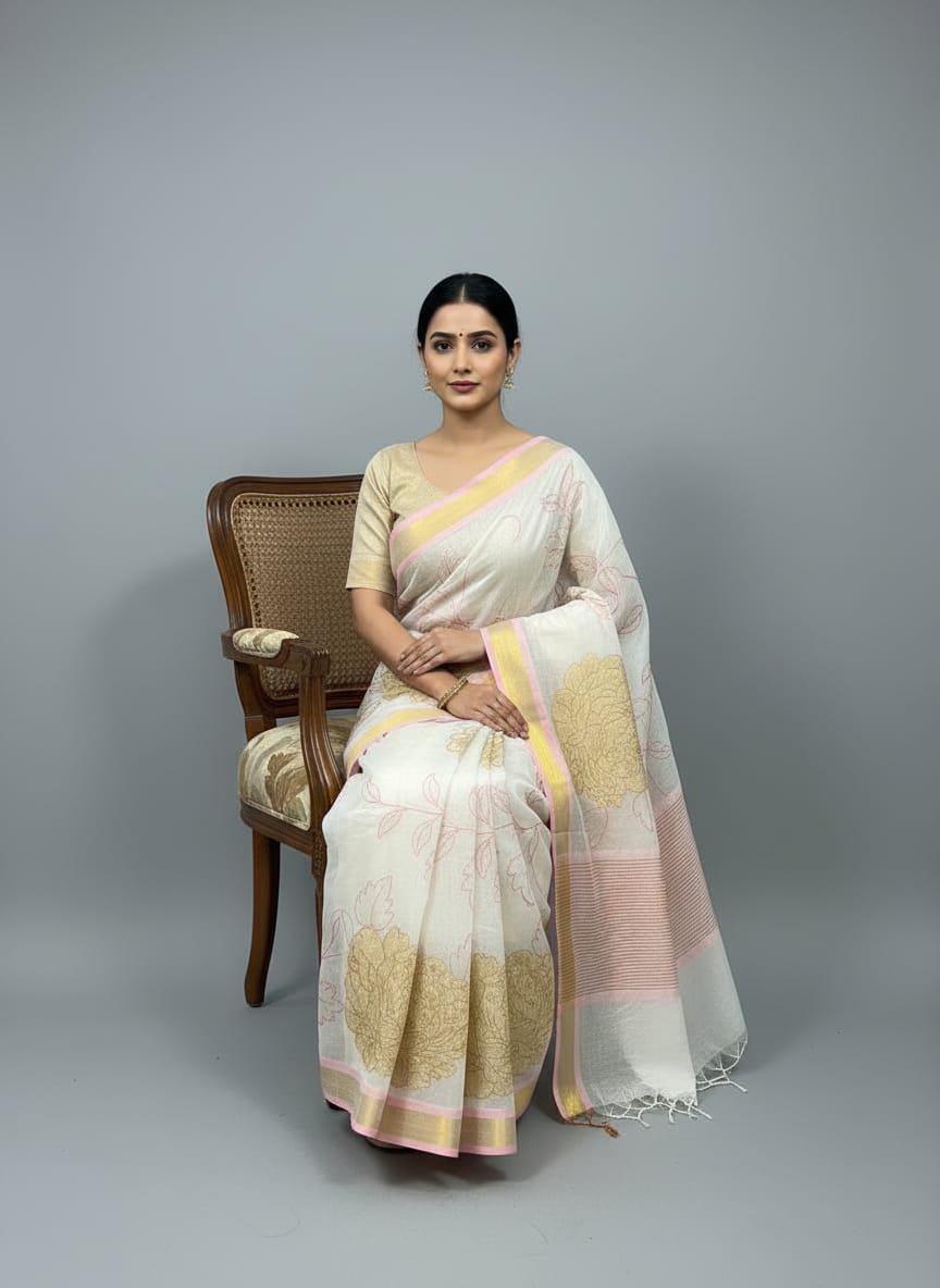 Morchari Applique Work With Thread Work With Unstitched Blouse