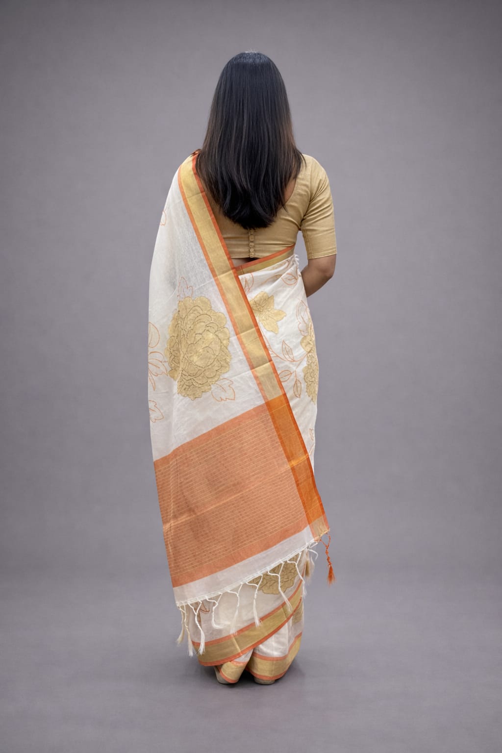 Morchari Applique Work With Thread Work With Unstitched Blouse