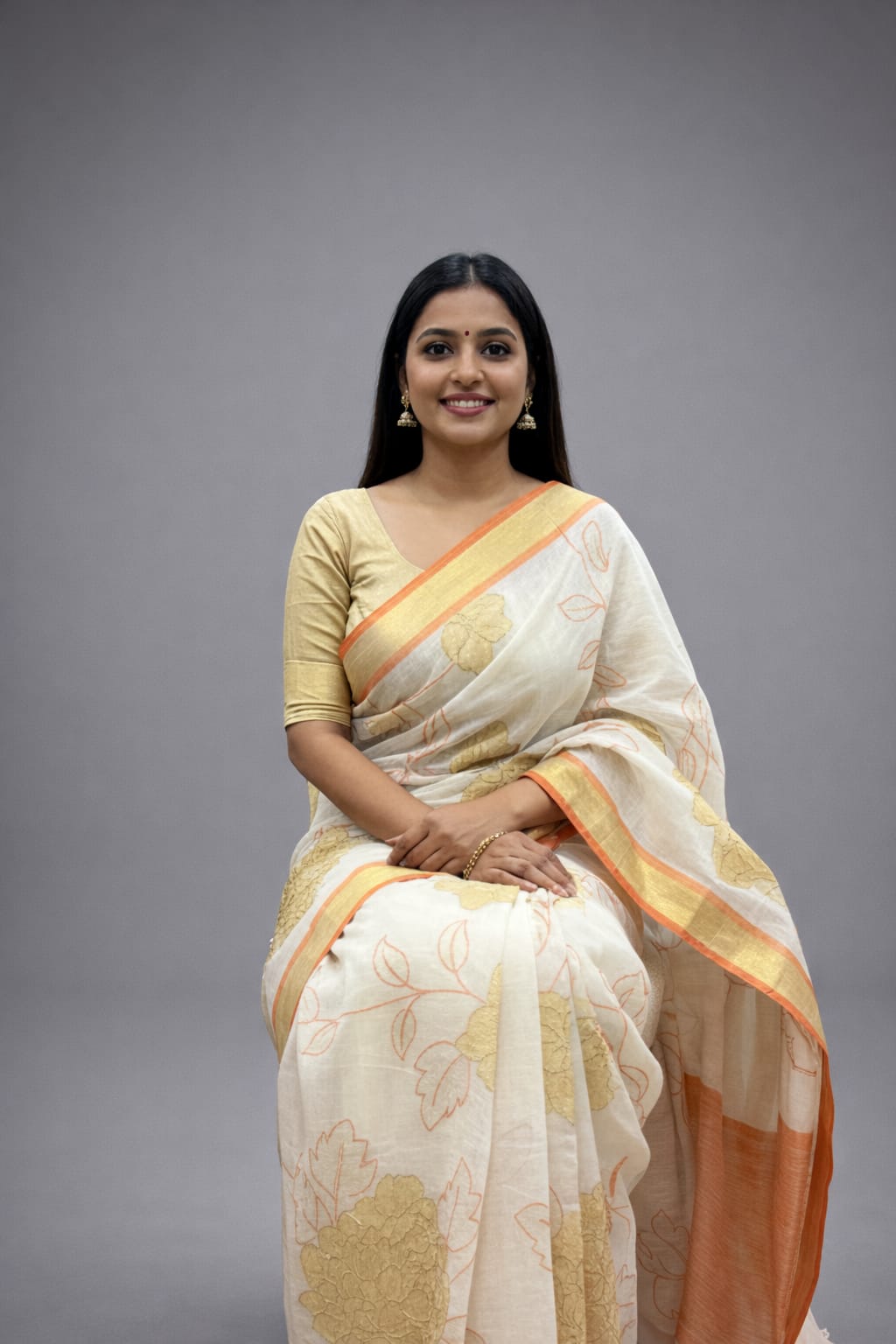 Morchari Applique Work With Thread Work With Unstitched Blouse