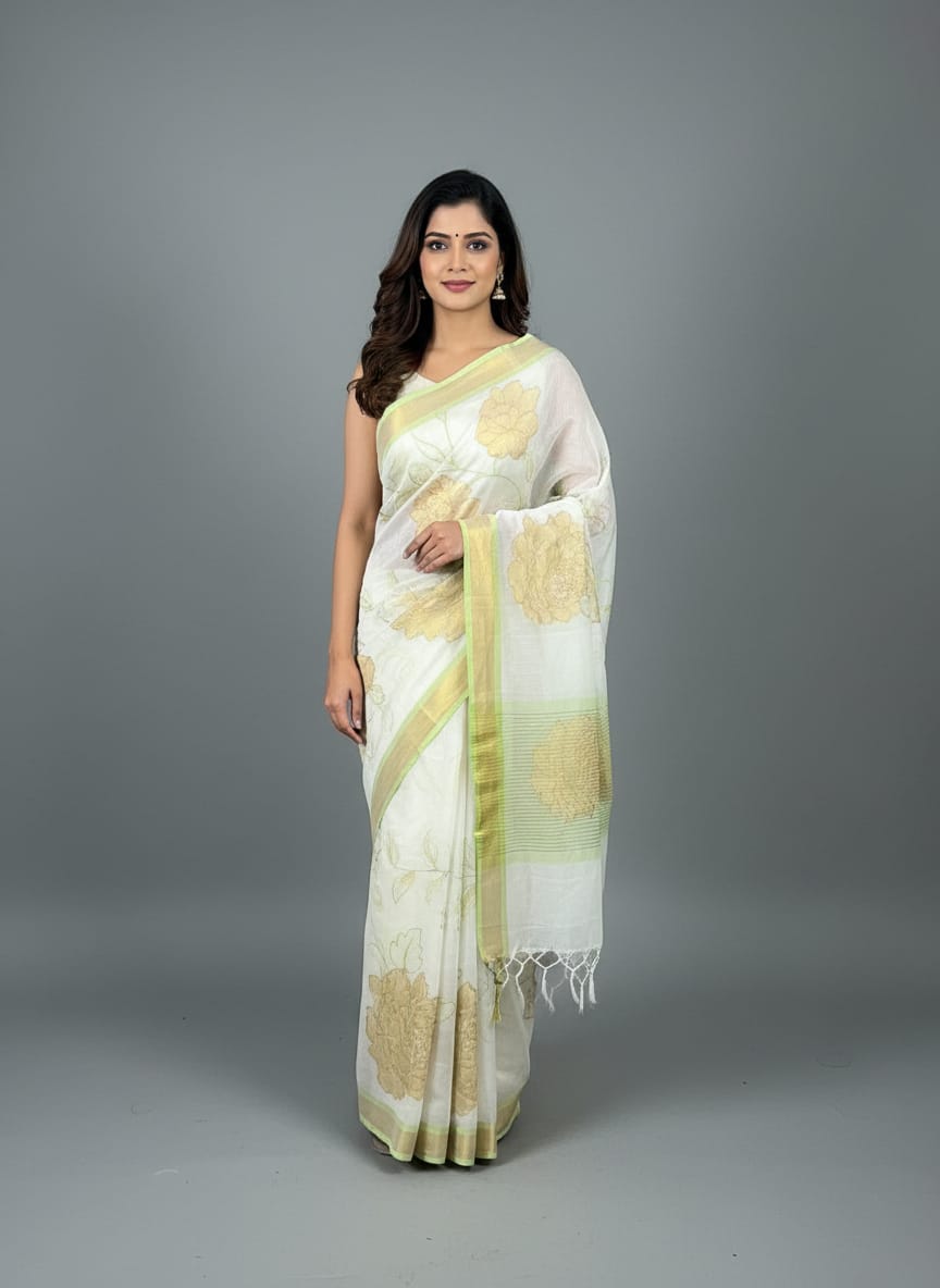Morchari Applique Work With Thread Work With Unstitched Blouse