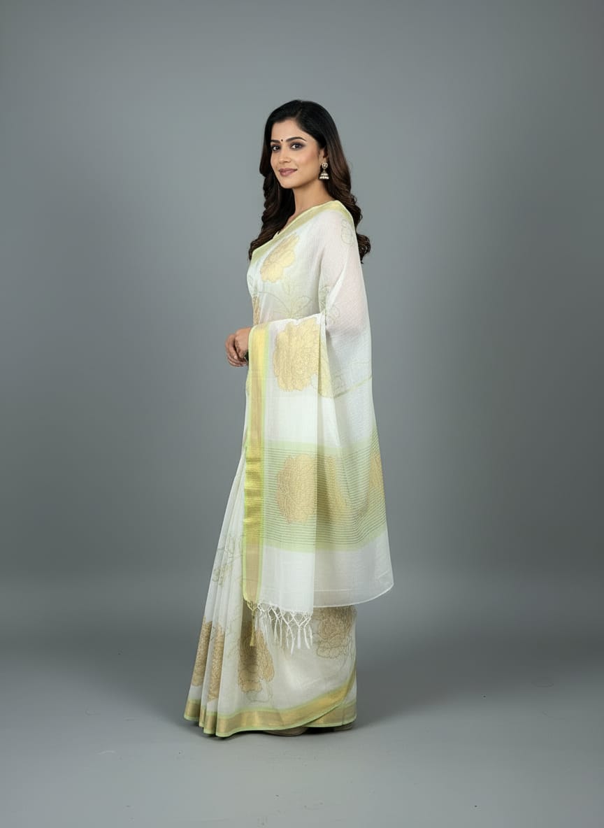 Morchari Applique Work With Thread Work With Unstitched Blouse