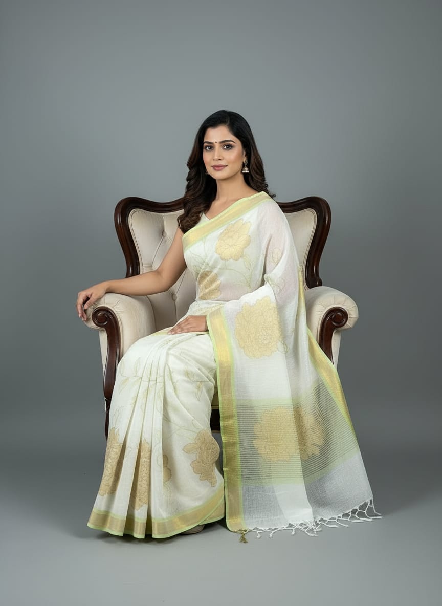 Morchari Applique Work With Thread Work With Unstitched Blouse