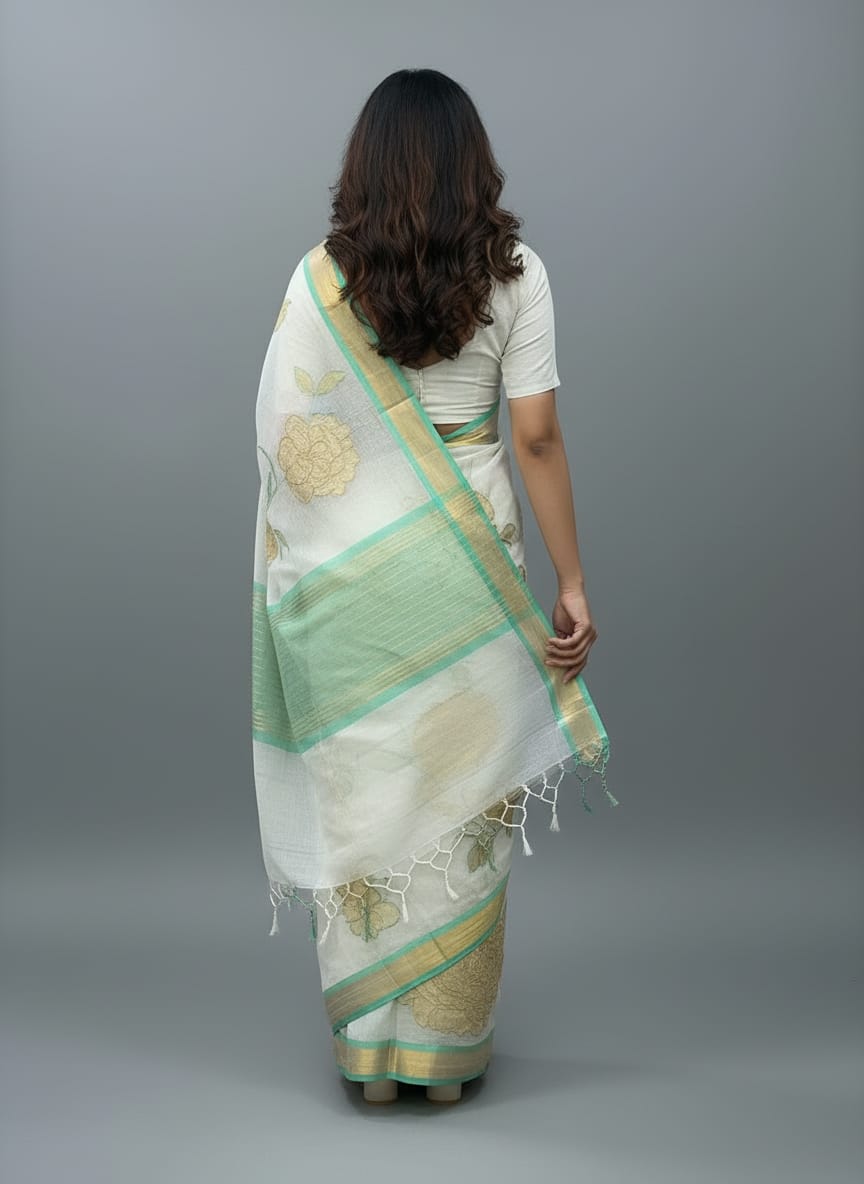 Morchari Applique Work With Thread Work With Unstitched Blouse