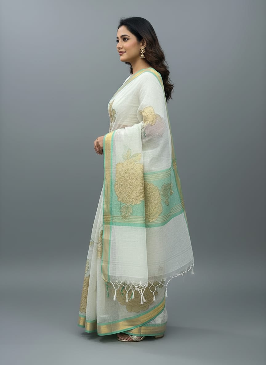 Morchari Applique Work With Thread Work With Unstitched Blouse