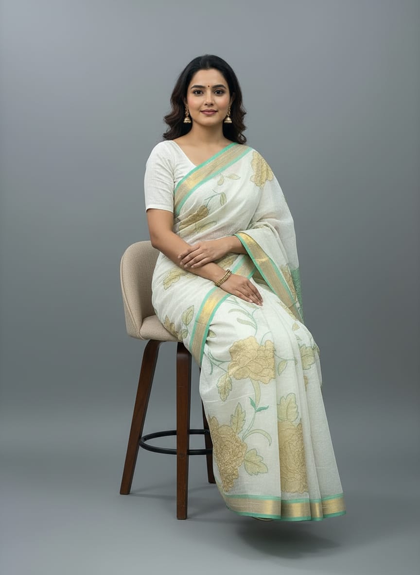 Morchari Applique Work With Thread Work With Unstitched Blouse