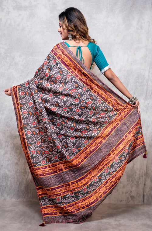 Morchari Pure Opara Saree Digital Print - Multicolour