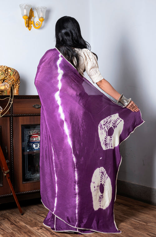 Morchari Chiffon Saree (Tie & Dye) - Purple