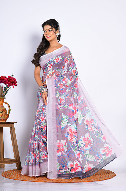 Morchari Semi Digital Print Saree - Multicolour