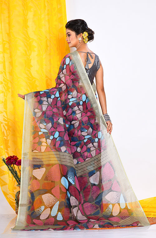 Morchari Semi Digital Print Saree - Multicolour