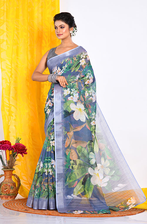 Morchari Semi Digital Print Saree - Multicolour