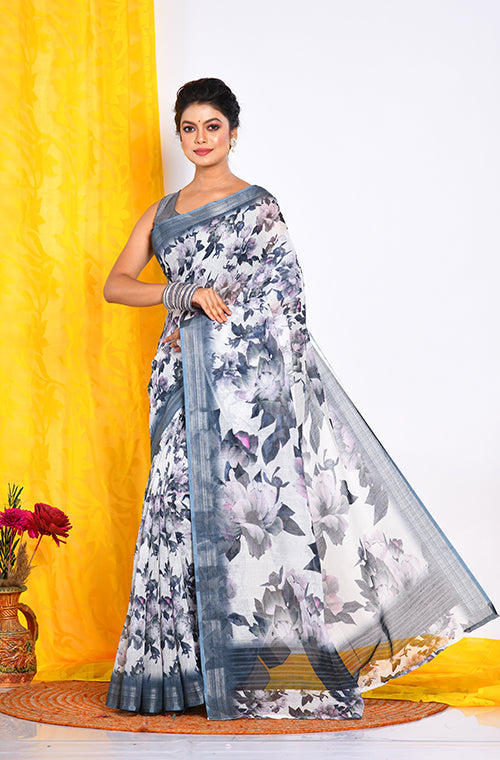 Morchari Semi Digital Print Saree - Multicolour