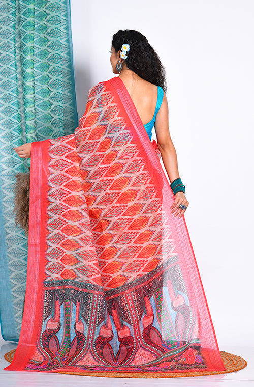 Morchari Semi Digital Print Saree - Multicolour