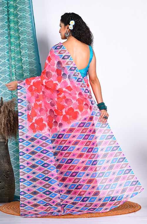 Morchari Semi Digital Print Saree - Multicolour