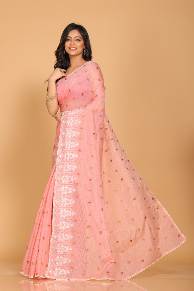 Morchari Kota Embroidery Saree - Peach