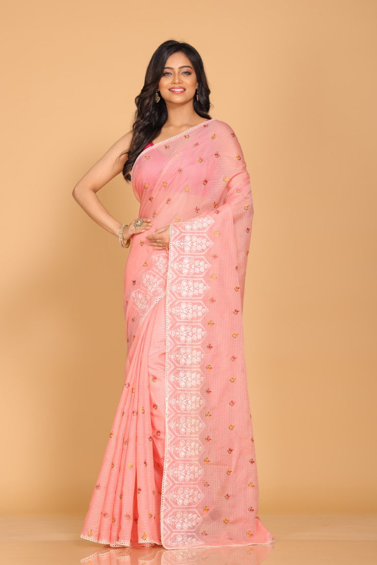 Morchari Kota Embroidery Saree - Peach
