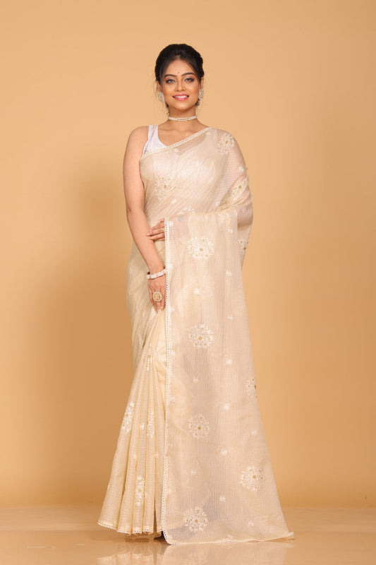 Morchari Kota Embroidery Saree - Beige