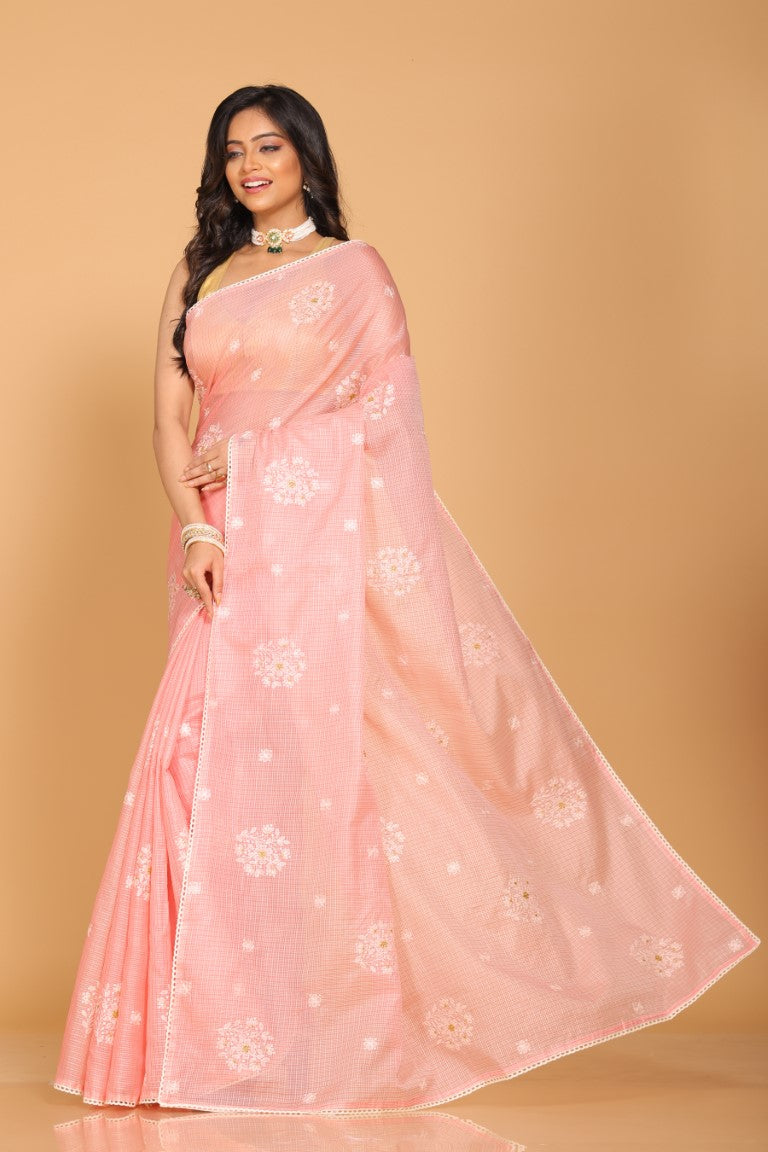 Morchari Kota Embroidery Saree - Pink