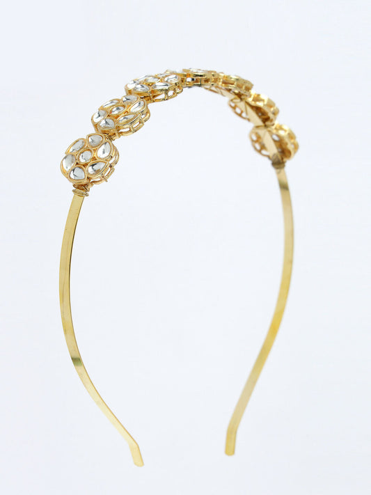 NVR Women's Gold-Plated Kundan Embellished Hairband - Grab2buy