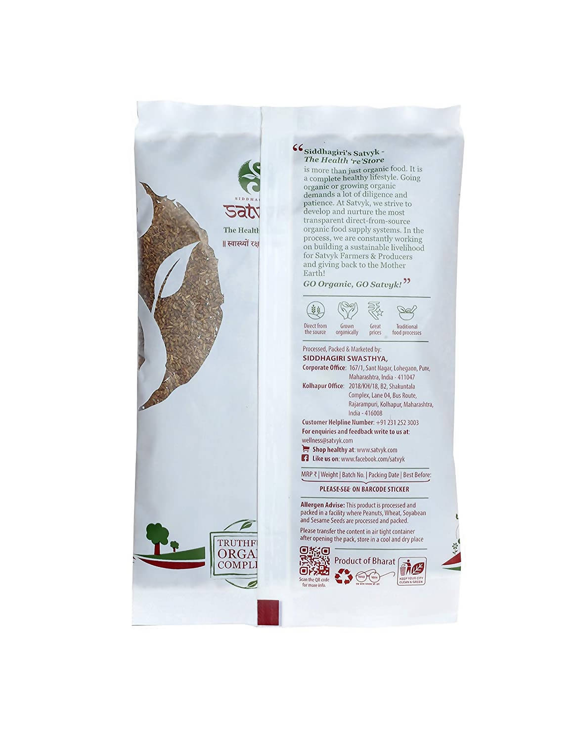 Siddhagiri's Satvyk Organic Ajwain (Carom) Back