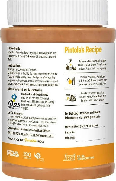 Pintola Classic Crunchy Peanut Butter - Grab2buy