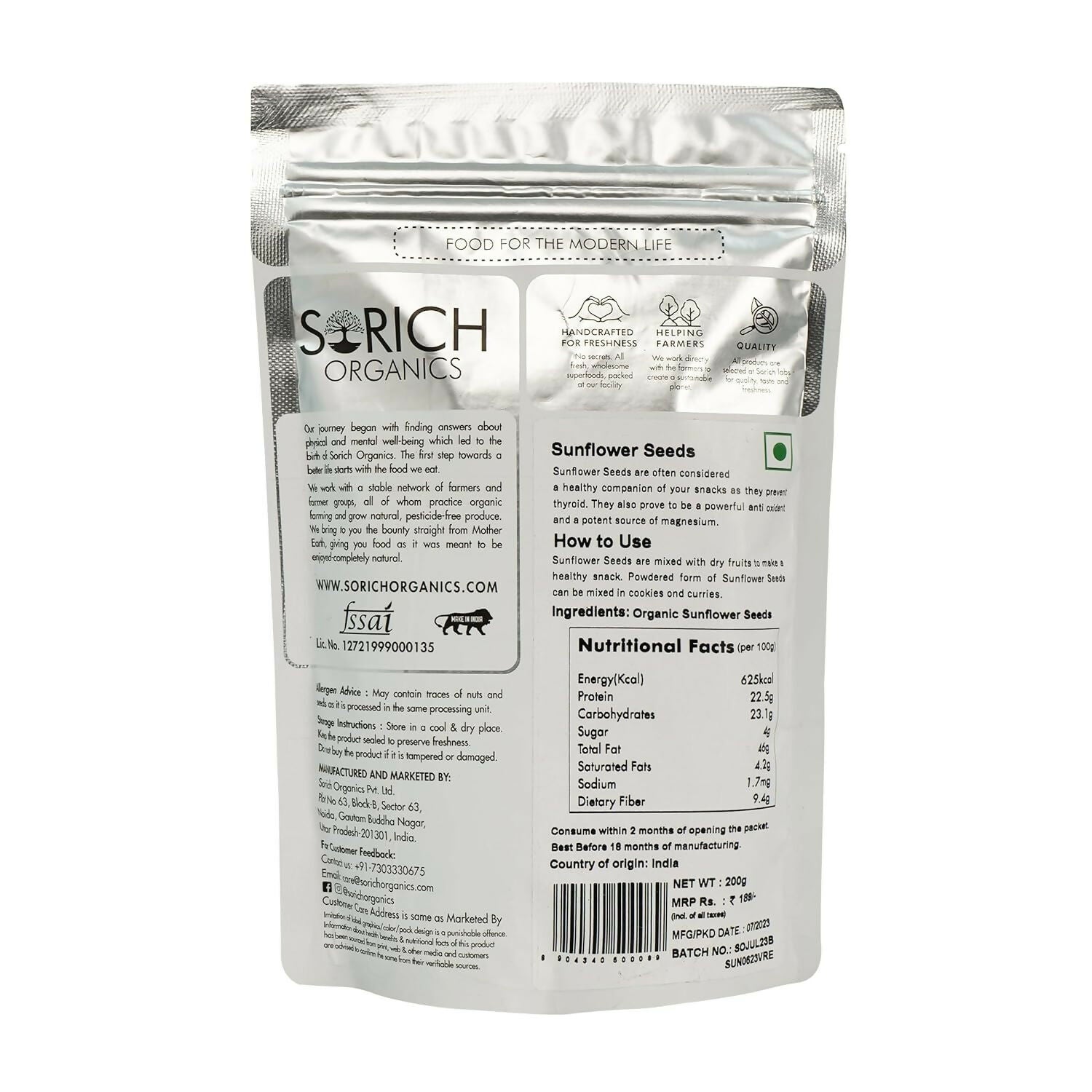 Sorich Organics Raw USDA Organic Sunflower Seeds - Grab2buy