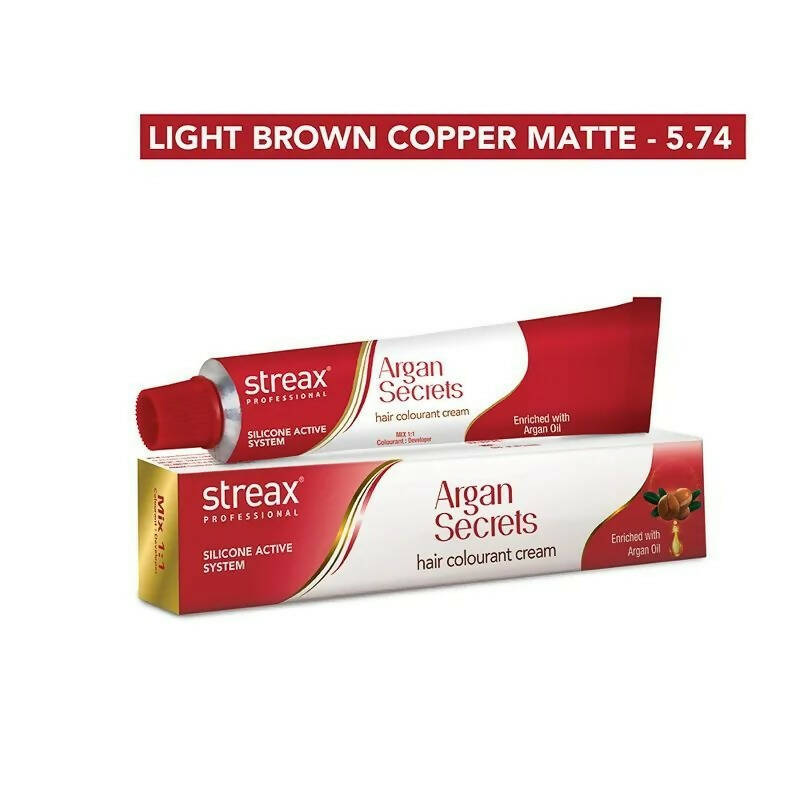 Streax Professional Argan Secrets Hair Colourant Cream - Light Brown Copper Matte 5.74 - Grab2buy