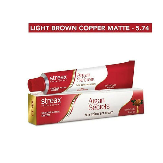 Streax Professional Argan Secrets Hair Colourant Cream - Light Brown Copper Matte 5.74 - Grab2buy