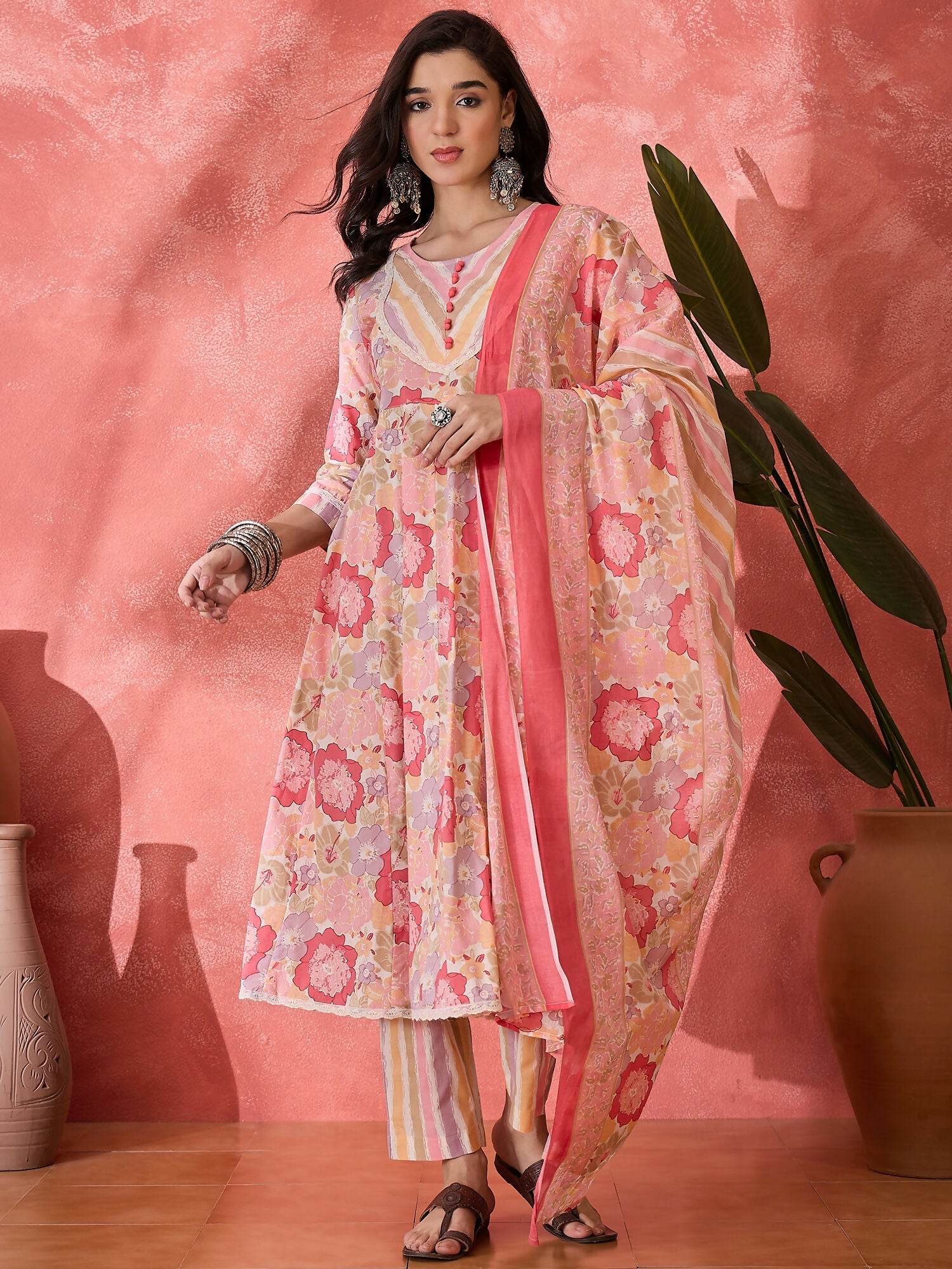 Joban Fashion Printed Pink Pure Cotton Kurta Set