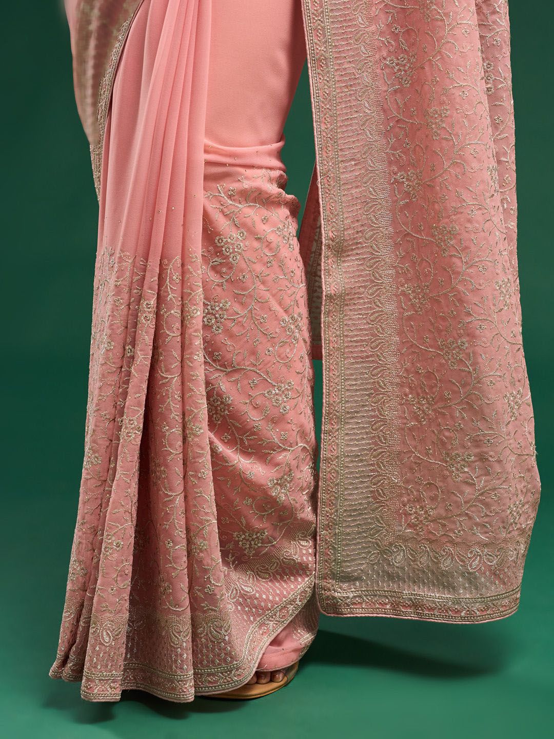 kasee Floral Embroidered Pure Georgette Saree