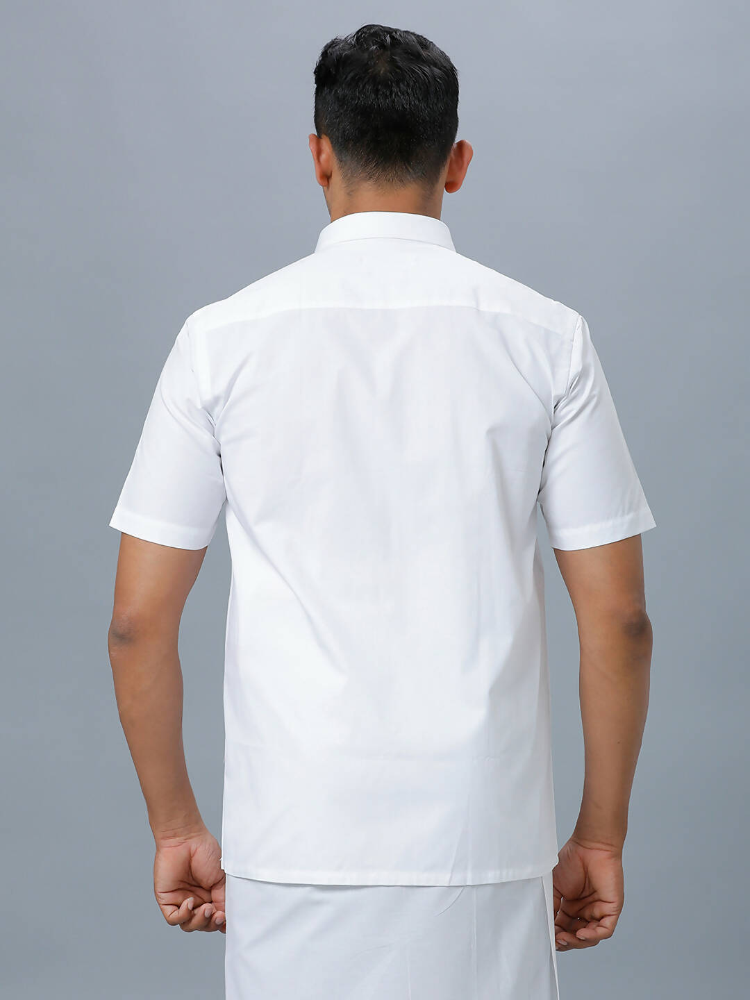 Ramraj Cotton Mens Half Sleeve Formal Poly Cotton White Shirt 