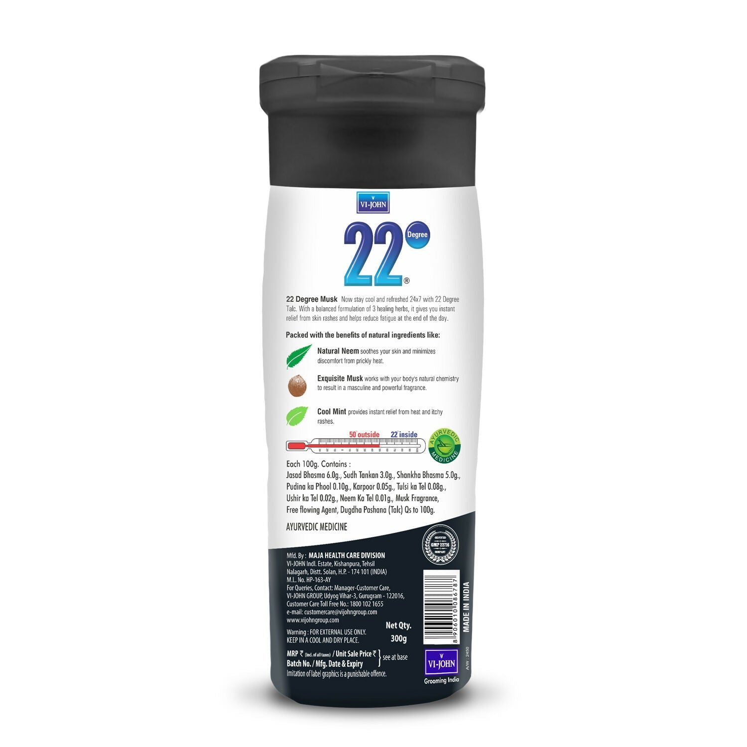 VI-JOHN 22 Degree Cooling Talc Beat the Heat Musk, Neem and Mint  Grab2Buy VI-JOHN Grab2Buy