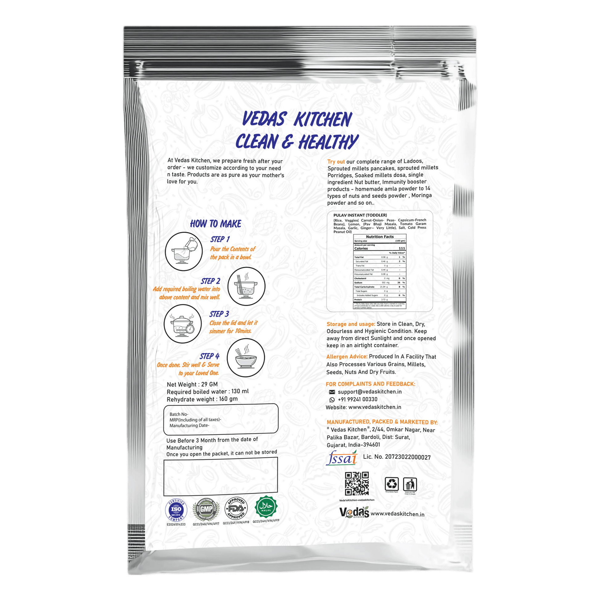 Vedas Kitchen Pulav Instant (Toddlers)  Grab2Buy Vedas Kitchen Grab2Buy