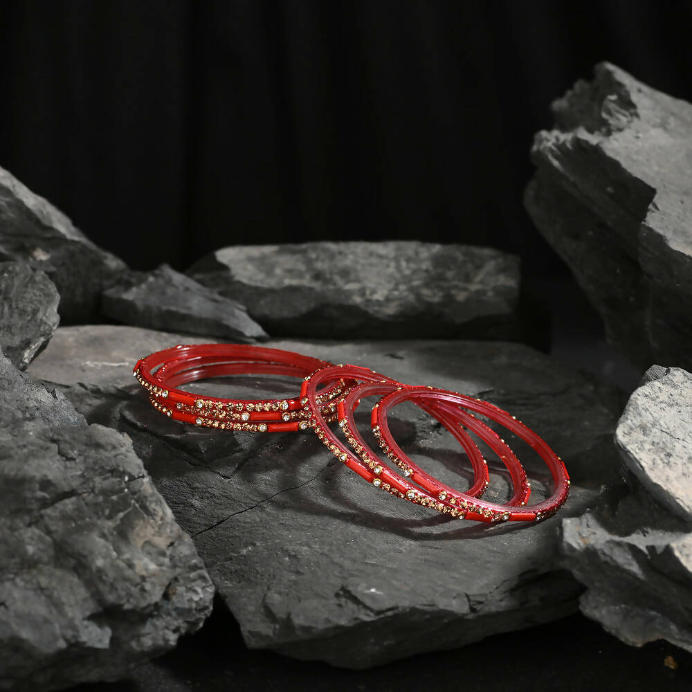 Afast Elegant Bridal & Wedding Party Fashion Bangle/Kada Set, Red, Glass, Pack Of 12 Model No- A9 | Grab2Buy