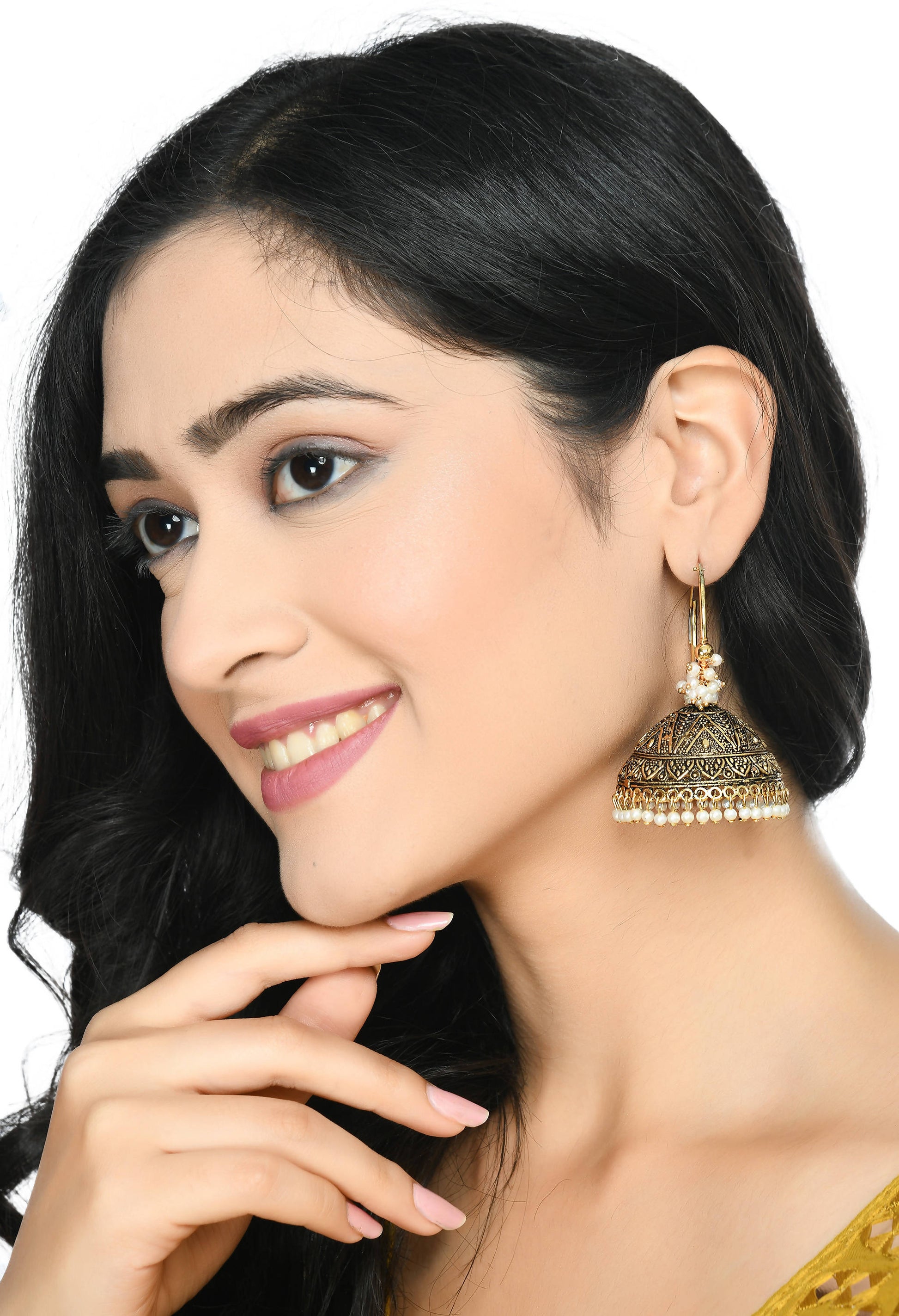 Mominos Fashion Johar Kamal Latest Designer Golden Color Jhumkas - Grab2buy