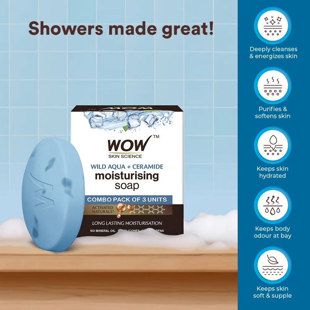 Wow Skin Science Wild Aqua & Ceramide Moisturizing Soap – Cooling, Hydrating & Skin Nourishing for All Skin Types  Grab2Buy Wow Skin Science Grab2Buy