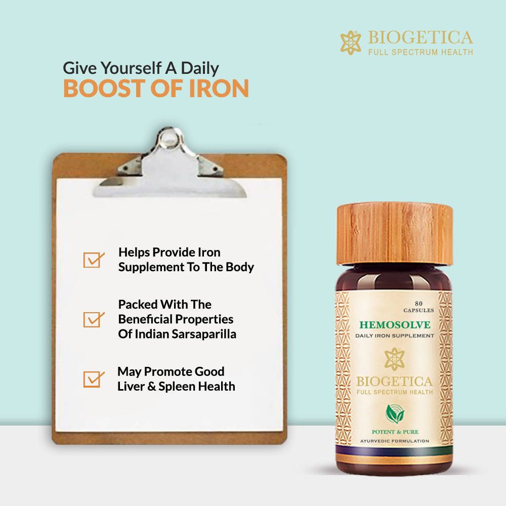 Biogetica Hemosolve - Daily Iron Supplement, 80 Capsules  Grab2Buy Biogetica Grab2Buy