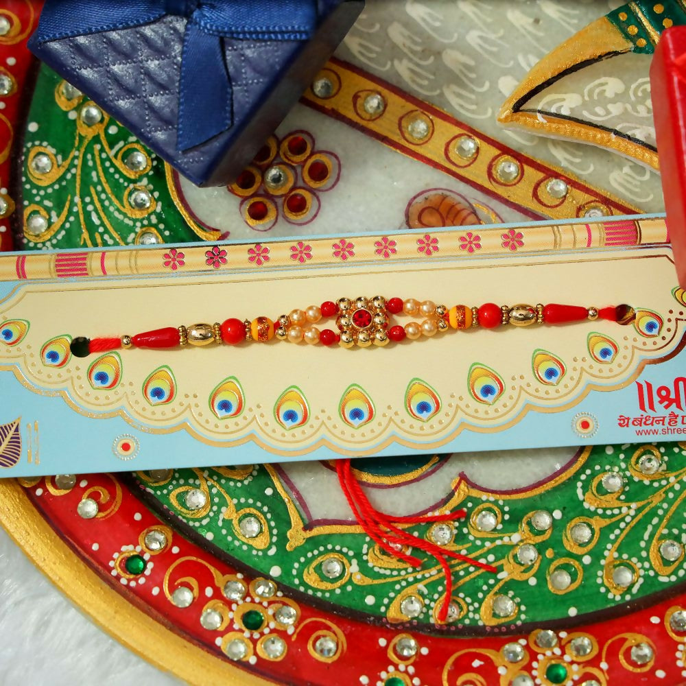Indianvibez Colourful Beads With Stone Fancy Rakhi