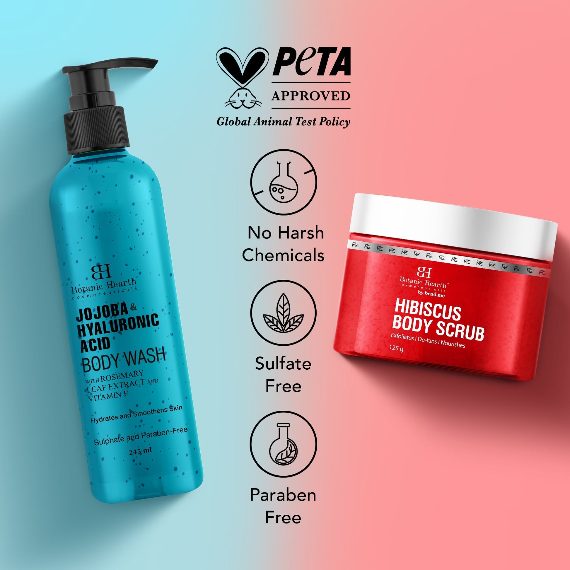 Botanic Hearth Jojoba Hyaluronic Bobywash & Hibiscus Scrub Combo