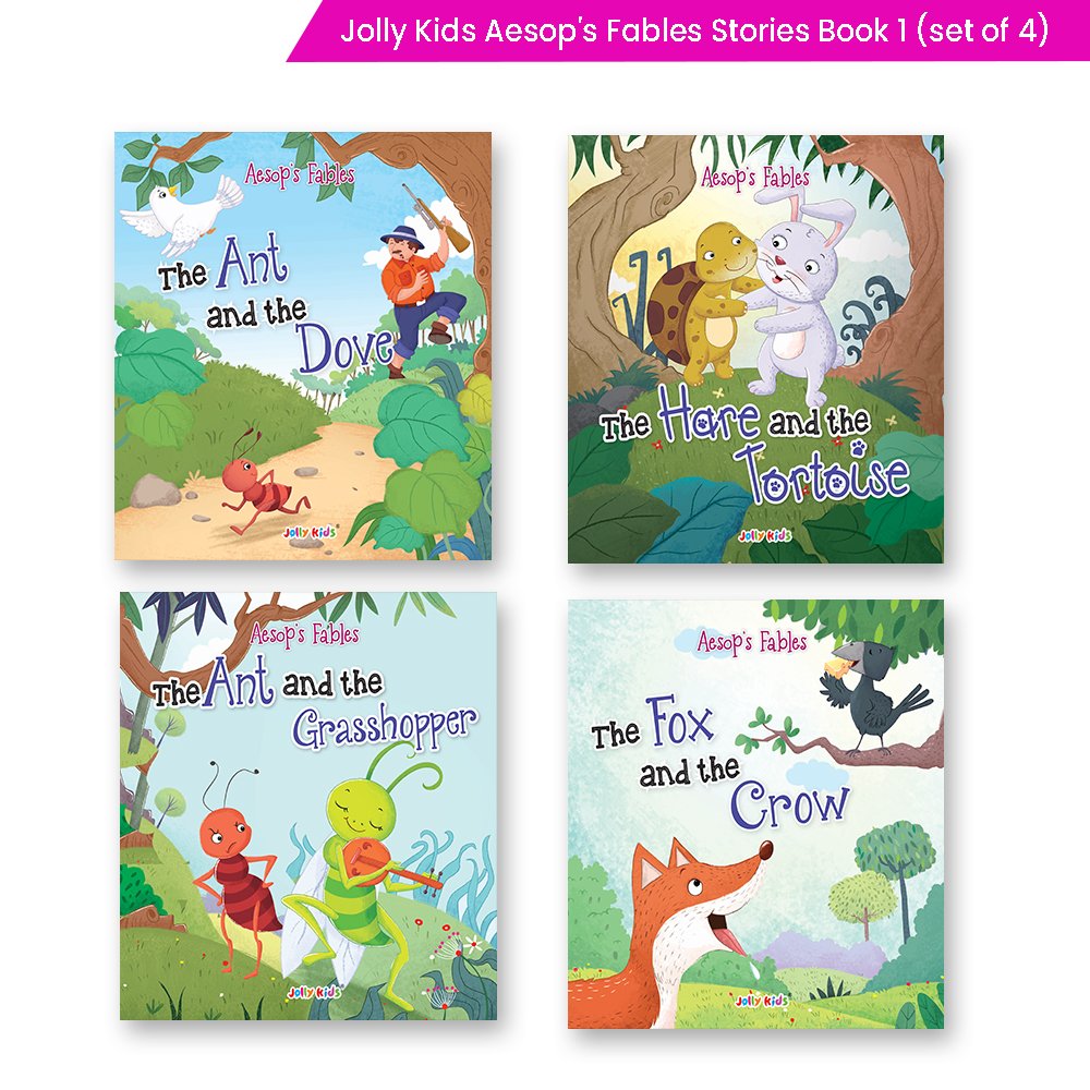 Jolly Kids Aesop’s Fables English Short Stories Book 1 Set of 4 for Little Children| Ages 3 – 6 Years| Moral Stories 
