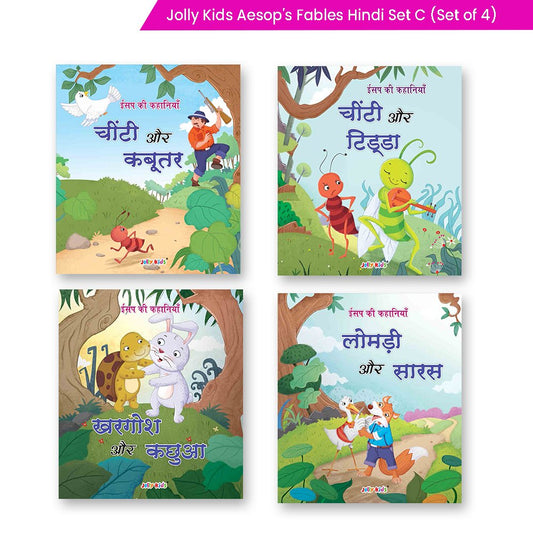 Jolly Kids Aesop's Fables Books C Set of 4 For Kids Ages 3-8 Years| Isap Ki Kahaniyan 