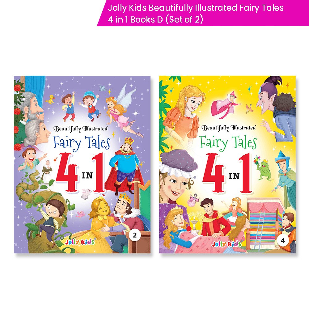 Jolly Kids Beautifully Illustrated Fairy Tales 4 in 1 Books D Set of 2| Ultimate Collection of Bedtime Megical Stories For Children Ages 3-8 Years 