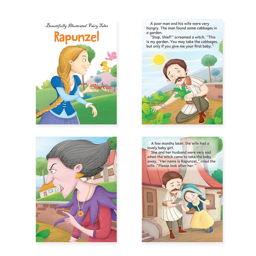 Jolly Kids Beautifully Illustrated Fairy Tales 4 in 1 Books E Set of 2| Ultimate Collection of Bedtime Megical Stories For Children Ages 3-8 Years 