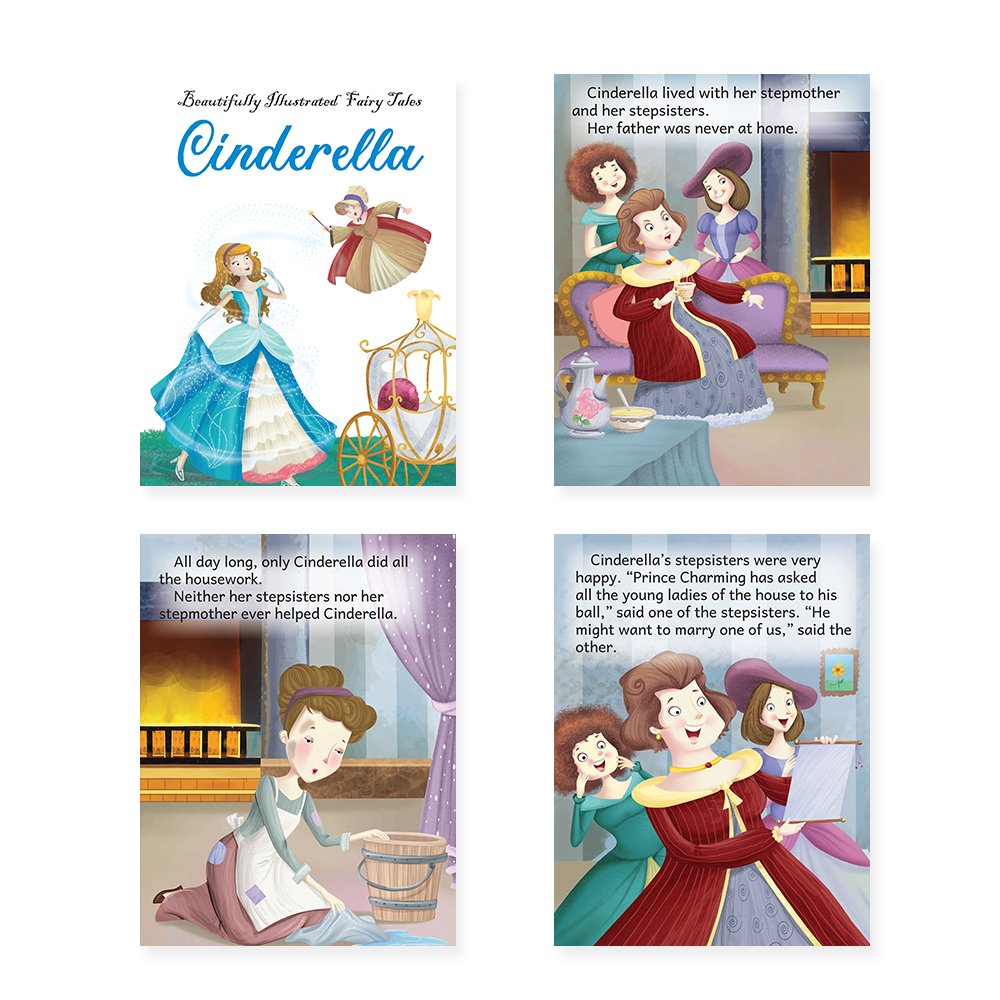 Jolly Kids Beautifully Illustrated Fairy Tales 4 in 1 Books E Set of 2| Ultimate Collection of Bedtime Megical Stories For Children Ages 3-8 Years 