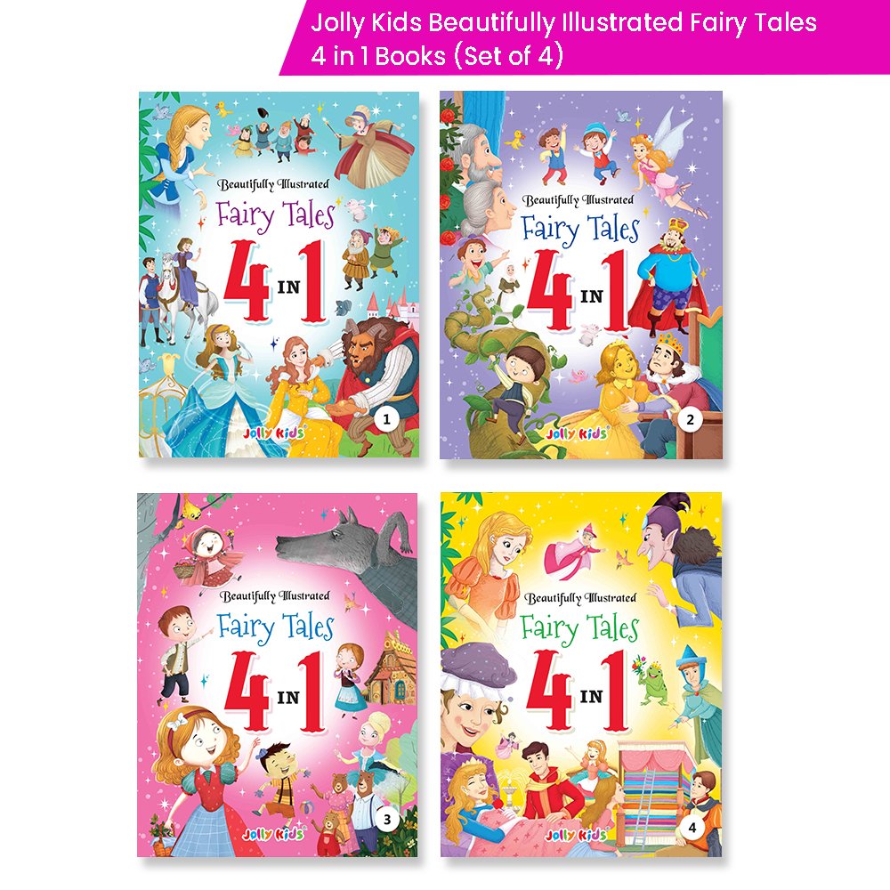 Jolly Kids Beautifully Illustrated Fairy Tales 4 in 1 Books Set of 4| Ultimate Collection of Bedtime Megical Stories For Children Ages 3-8 Years 