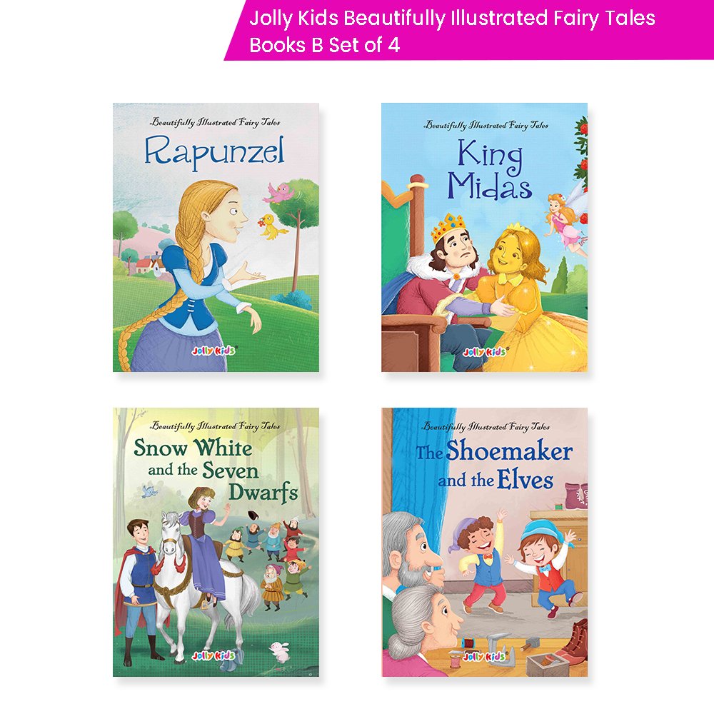 Jolly Kids Beautifully Illustrated Fairy Tales Books B Set of 4 For Kids Ages 3-8 Years| Magical Gift Stories Book 