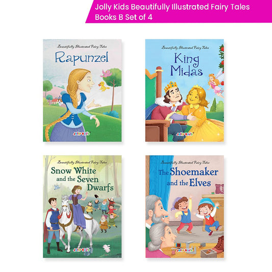 Jolly Kids Beautifully Illustrated Fairy Tales Books B Set of 4 For Kids Ages 3-8 Years| Magical Gift Stories Book 