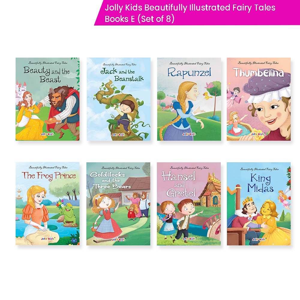 Jolly Kids Beautifully Illustrated Fairy Tales Books E Set of 8 Combo Storytelling Books For Kids Ages 3-8 Years 
